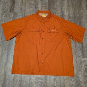 Habit Short Sleeve Fishing Vented Lightweight Shirt Men's 2XL Orange Polyester